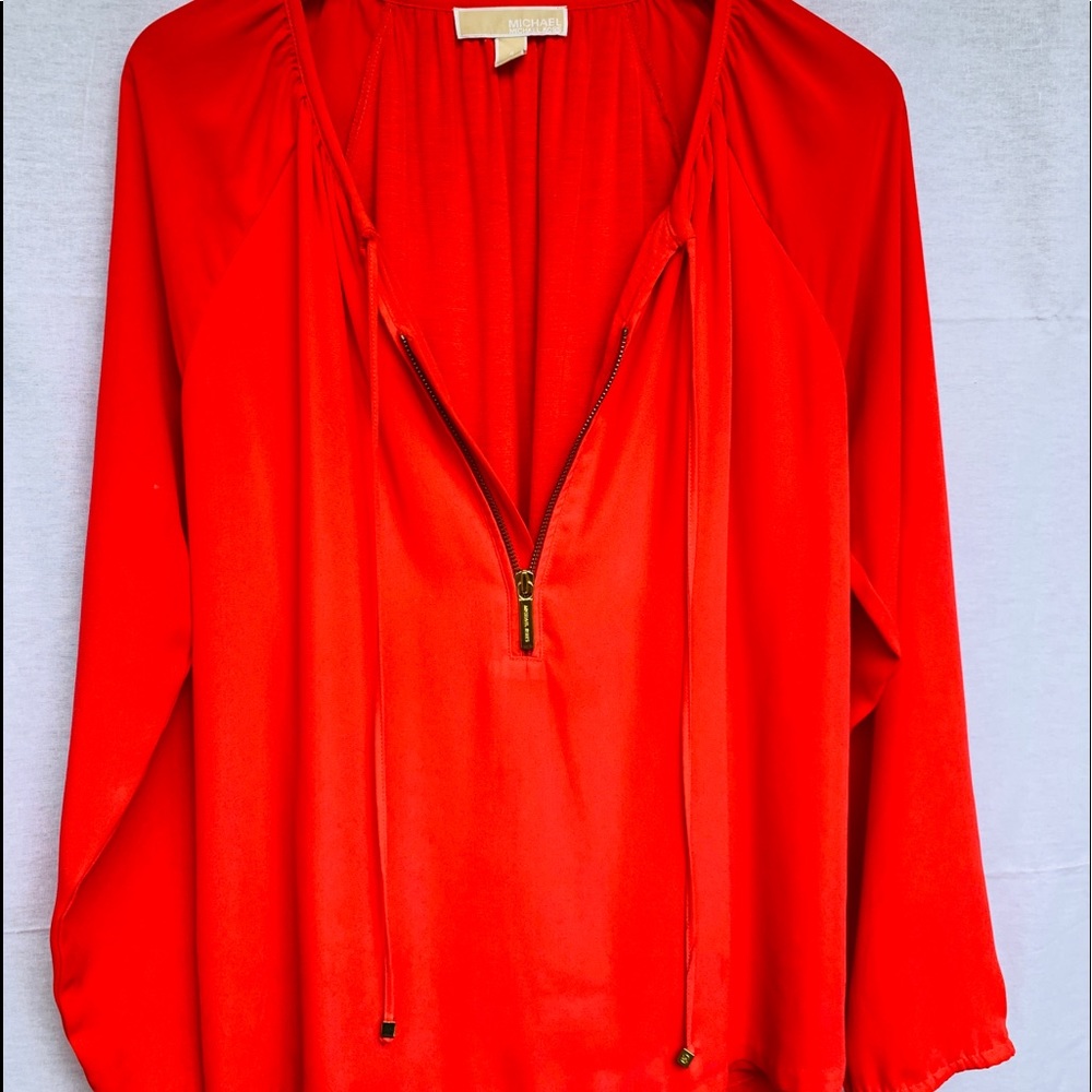 Michael Kors Long Sleeve Zip Blouse